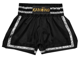 Kanong Muay Thai boxing Shorts : KNS-140-Black-Silver